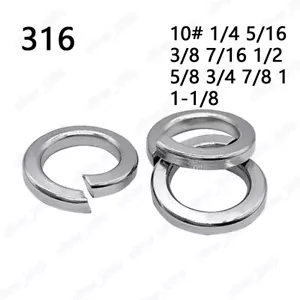 Anillos de muelle de acero inoxidable 316 DIN127 10# 1/4 5/16 3/8 7/16 1/2 5/8 3/4 7/8 1 1-1/8 - Imagen 1 de 5