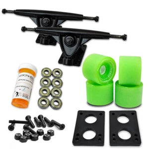 Yocaher HD7 Longboard Wheels & Truck Combo set - Black trucks (Solid Green) - Picture 1 of 7