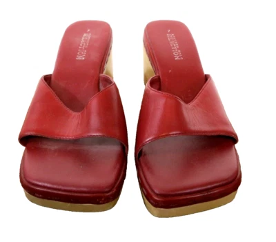 Kenneth Cole Reaction красные горки с открытым носком 3 дюйма деревянный клиновидный каблук размер 7* - Изображение 1 из 4
