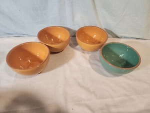BOBBY FLAY Plancha Terra-Cotta Bowls, Set of 4, 3 Orange/1 Blue ALL NICE! - Picture 1 of 18
