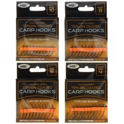 NGT Karpfenhaken Wide Gape, Curved Shank, Teflon, Karpfen Angelhaken