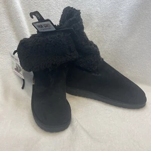 Muk Luks Black Fold Over or Pull Up Black Cable Knit Comfort Boots SIZE 9 NWT - Picture 1 of 12