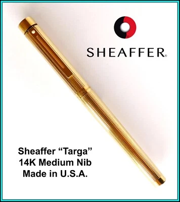 SHEAFFER TARGA 1005 钢笔,镀金 - 有内衬凹槽,Med 14K 全新带盒 — 第 1/4 张图片