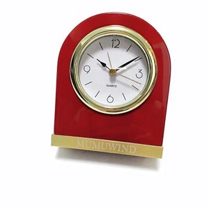 Table Clock Classic Desk Alarm Wood Desk Archway Small Shelf Clock with Silve... - Picture 1 of 4