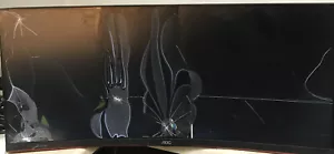 AOC CQ34G2 Super Curved Frameless Gaming Monitor Cracked Screen powers on - Picture 1 of 5