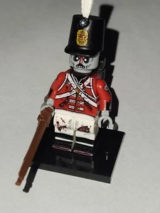 MINIFIGURA BLOQUE DE CONSTRUCCIÓN SOILDER ZOMBIE COMIENDO CARNE ABRIGO ROJO - Imagen 1 de 3