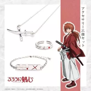 Juego de 3 accesorios Samurai X Rurouni Kenshin collar brazalete oreja Japón LTD - Imagen 1 de 9