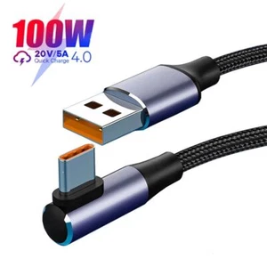 4.0 Data Line USB A to USB Type C Cable PD 100W Fast Charging Right Angle - Photo 1 sur 10