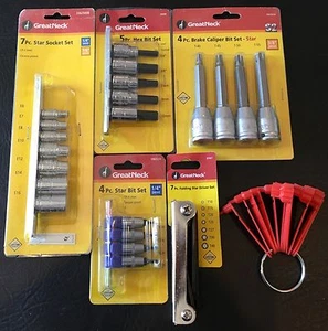 LOT OF 5 GREAT NECK TOOL SETS INCLUDING TORX, E-TORX, HEX, ETC. - Picture 1 of 12