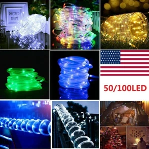 Outdoor Solar LED Rope Tube Fairy String Strip Lights Garden Yard Patio Christma - Picture 1 of 33