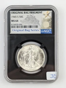 1945 S Walking Liberty Silver Half Dollar - MS64 NGC Original Bag Relic Label - Bild 1 von 4