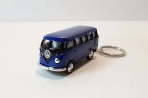 2.5" Kinsmart 1962 VW Volkswagen Bus Diecast Toy Car Keychain 1:64 Blue - Picture 1 of 3