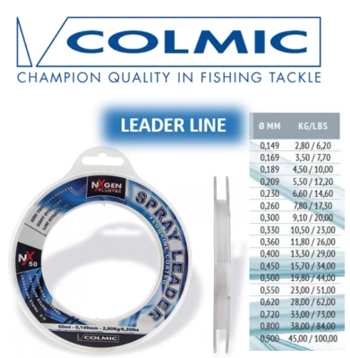 MONOFILO PER TERMINALE FLUORINE COLMIC SPRAY LEADER 50MT - Immagine 1 di 4