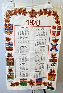 Vintage Leinen Küche Geschirrtuch Kalender 1970 - KANADA - Provenzen - selten! - Bild 1 von 7