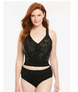 New Comfort Choice Women's Black Front-Close Wireless Longline Posture Bra 42C - Picture 1 of 7