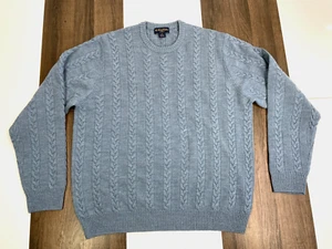 Brooks Brothers Saxxon Mens Size XL Blue Cable Knit 100% Wool Sweater Pullover - Picture 1 of 8