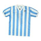 Puma Mens Blue White Striped V Neck Football Shirt | Vintage 80s Sportswear VTG