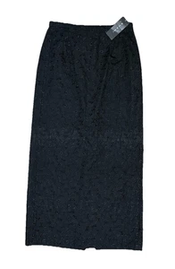 Shani NWT Gorgeous Eyelet Maxi Skirt 6 Cotton Long Floral Print Black Designer - Picture 1 of 10
