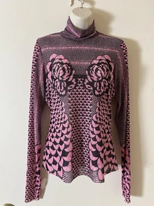 AFRM ANTHROPOLOGIE Sheer Zadie TURTLENECK Artsy Mesh Top JL3 Pink Petal SZ L - Picture 1 of 10