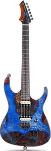 Guitarra Eléctrica Leo Jaymz Monsoon Deluxe Tapa Burl Cuerpo Caoba Acabado Azul - Imagen 1 de 12