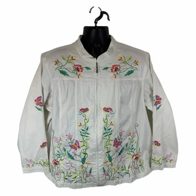 Vintage Quacker Factory Embroidered Denim Jacket 2XL Beaded Sequin Floral Fairy - Image 1 of 4