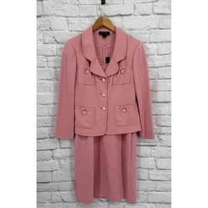 Conjunto de Vestido y Chaqueta ST John Tejido Rosa 2 Piezas Talla 8 Mezcla de Lana Clásico LEER - Imagen 1 de 16