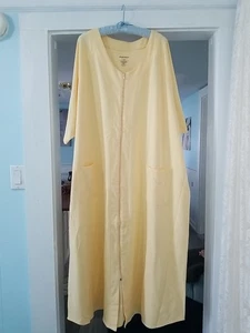 Dreams Co Womens Robe 3X Plus Short Sleeve Zip Up Pockets Yellow Loungewear - Picture 1 of 6