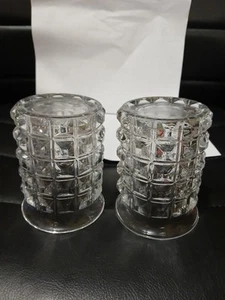Coppia di bicchieri da succo vintage in vetro taglio alto 4" - Foto 1 di 7