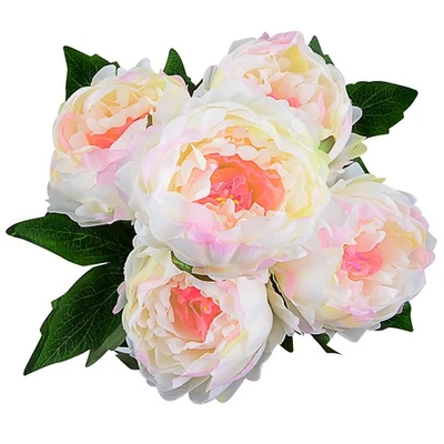 Ramo de flores de seda peonía artificial rosa 5 cabezas boda decoración del hogar falso Foto 1 de 4