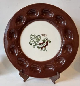 BROCK of CALIFORNIA MCM Vintage Chanticleer Hahn Ei Platte 13 in NEUWERTIG - Bild 1 von 4