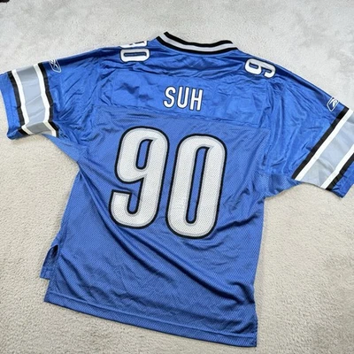 Camiseta deportiva Detroit Lions Ndamukong Suh Reebok On-Field para hombre pequeña azul NFL Foto 1 de 4