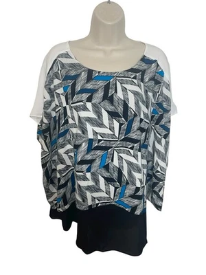 Top asimétrico estampado de estrellas decorativo talla grande Alfani 16W para mujer venta al por menor $75,50 Foto 1 de 4