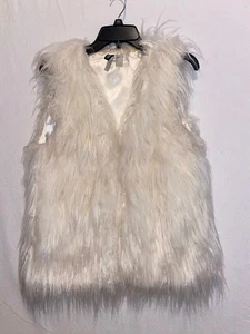 H&M Divided Damen Größe 12 elfenbeinfarben Kunstfellweste gefüttert Fronttaschen - Bild 1 von 10