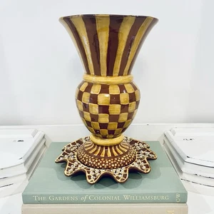 Raro vaso vintage Mackenzie Childs Wittika arachidi 12” circa 2000 più piatto rosa - Foto 1 di 11