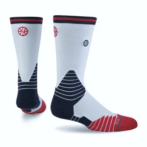 STANCE NBA New Orleans Pelicans White Red Blu Logo Crew Basketball Socks Mens M - Picture 1 of 5