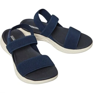 SKECHERS Womens On The Go 600 Flawless Sandals Navy/White 6 UK - Picture 1 of 5
