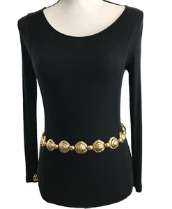 Damen Kettengürtel XS-S Gold Vintage Blumen Metallkörper Bauch Kleid Freizeit Klassisch - Bild 1 von 11