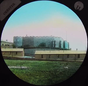 Glass Magic Lantern Slide CHESTER CASTLE & BARRACKS C1890 PHOTO CHESHIRE UK - Picture 1 of 2