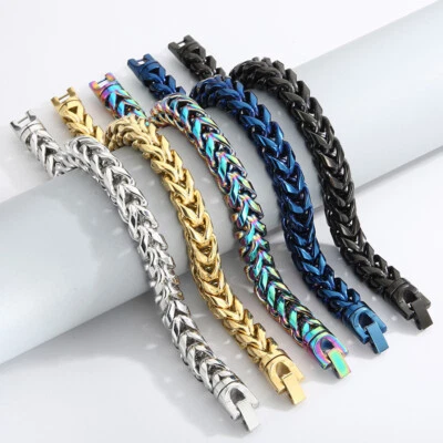 Pulsera de malla de eslabones de cadena de acero inoxidable Franco de 8/10 mm para mujer y hombre Foto 1 de 4