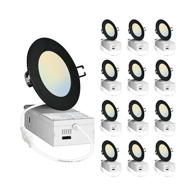 Iluminación empotrada LED 4 pulgadas - Luces empotradas negras 9W LED ultrafinas D... Foto 1 de 4