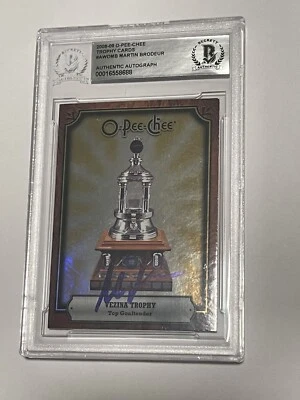 Martin Brodeur Signed OPC Vezina Trophy Card IP Slabbed Beckett BAS COA Devils b - Image 1 of 2