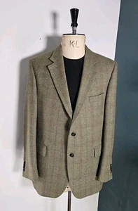 Chaqueta de tweed Gieves & Hawkes 42/44S verde ventana cuadros lana pesada Savile Row - Imagen 1 de 20