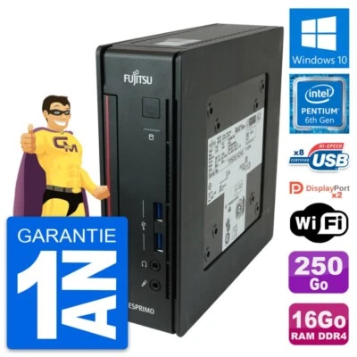 Mini PC Fujitsu Q956 Intel Pentium G4400T RAM 16GB Disco 250GB Windows 10 Wifi - Imagen 1 de 4