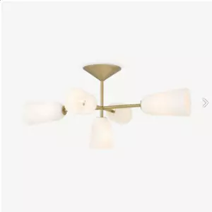 MADE.com Lori Flush Ceiling Light - Brass & Frosted Glass Lamp Shades RRP £190 - Picture 1 of 7