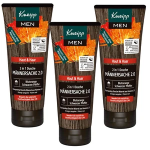 3x 200ml Kneipp Haut und Haar 2 in 1 Dusche Männersache 2.0 Blutorange Pfeffer - Bild 1 von 2