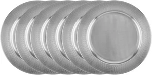Old Dutch 13" Brushed Nickel Charger Plates-Hammered Rim-Set of 6-NEW-FAST  SHIP - Picture 1 of 1