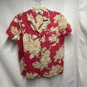 Evan Picone Red and Cream Casual Button Down Shirt Large - Picture 1 of 4