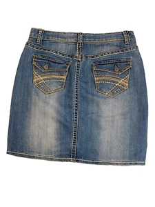 Gonna denim vintage Y2K Vanilla Star blu jeans punto spesso corta taglia 8 - Foto 1 di 13
