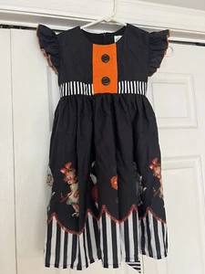 Royal Roe Halloween Girls Dress Sz 8 Black Orange Ghost Pumpkin Cat CUTE - Picture 1 of 4