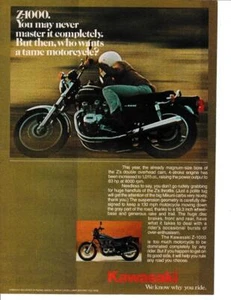 1977 Kawasaki Z-1000 Motorcycle Print-Ad/ Great Photo Full Lean - Picture 1 of 1